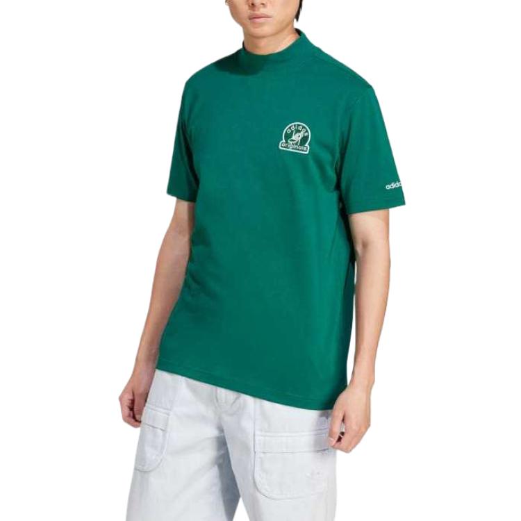 adidas Originals Logo Polo Moisture-Wicking Breathable Short Sleeve T-Shirt Men Tops Academy-Green JC8368