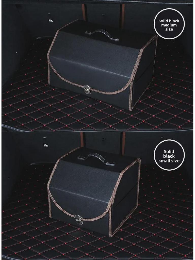 Foldable Leather Car Trunk Storage Box with Detachable Compartments