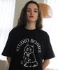 BONIEE New Cat Symbol Cat Graphic Loose Oversized T-Shirt Black