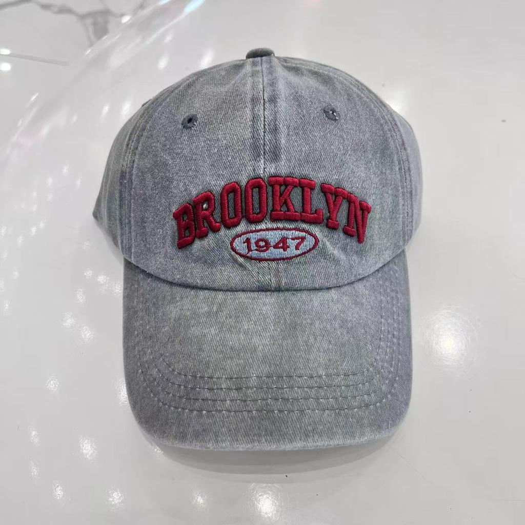 American embroidery letter retro washed baseball cap female trend couple men's cap versatile sunshade sunscreen hat