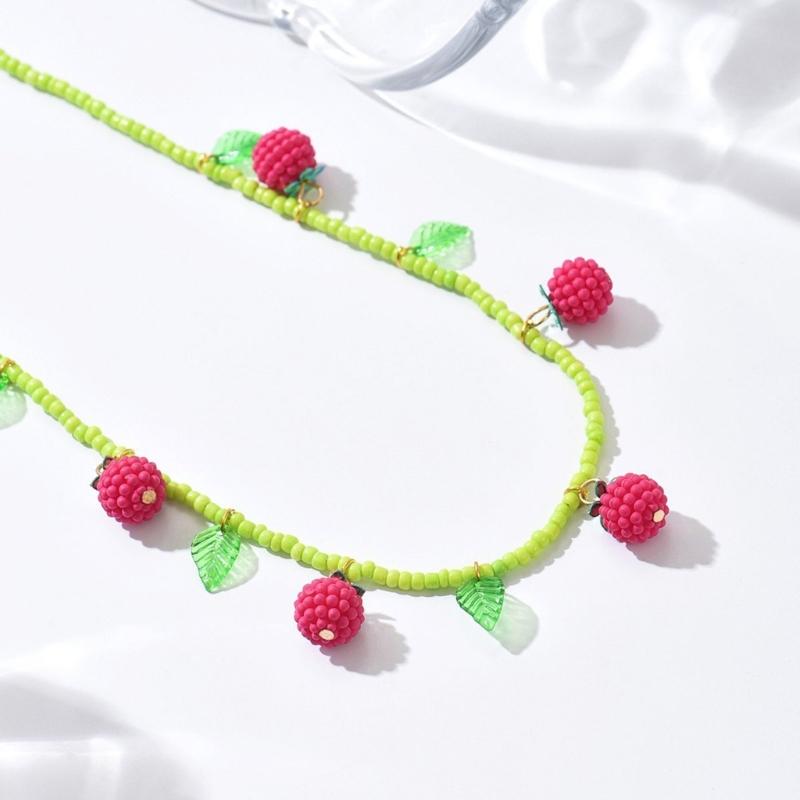 Fruit Shaped Pendant Beaded Necklace Crafted From Acrylic Materials Ideal For Casual And Formal Wear