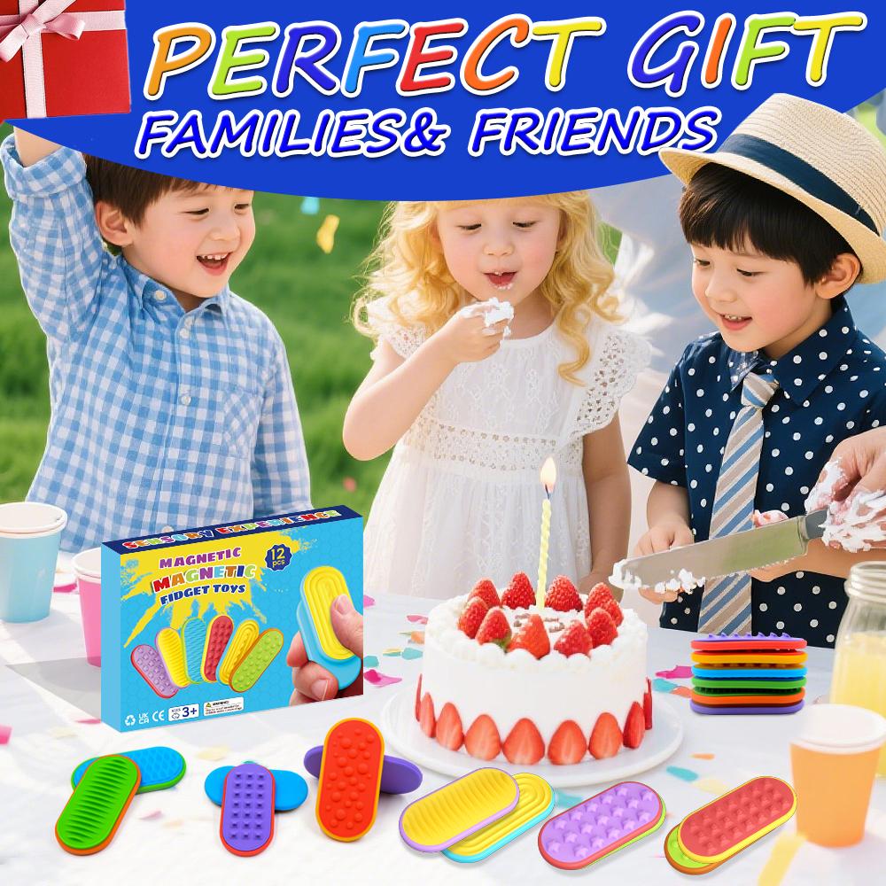 12Pcs/Set Sensory Magnet Toy Silicone Magnetic Slider for Autism Anxiety Stress Relief Toy