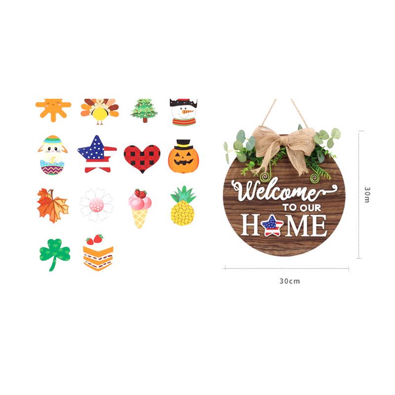 

Искусственный цветок, деревянное украшение для двери, подвесное DIY магнитное письмо, украшение для дома, праздника, дверная подвесная доска