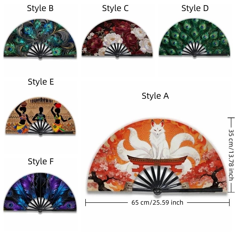 Elegant Flowers Handheld Fan Peacock Tail Pattern Silk Folding Fan Dance Fan Outdoor Travel