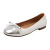 Bow Single Shoes Women's Spring and Autumn New Large Size Round Head Shallow Mouth One Pedal Casual Shoes