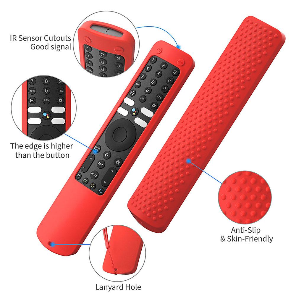 Silicone TV Remote Cover Anti-slip Protective Case Anti-Scratch Protective Skin Sleeve with Anti-lost Lanyard for Xiaomi XMRM-ML