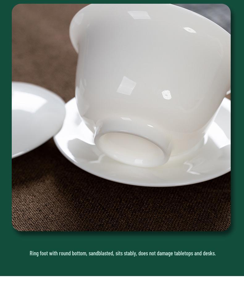 Dehua White Porcelain Gaiwan: Thin Body Sancai Tea Bowl for Kung Fu Tea, Large Ceramic Cup for Home Brewing