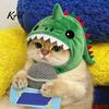 Lightweight Headwear for Small Pets Cute Dinosaur Pet Hat Cats, Soft Plush Funny Cat Trendy Costume Social Media Photos with Shark Design, Novelty