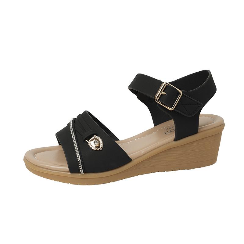 Rome with skirt sandals women's 2025 summer new open-toed casual versatile wedge heel beach black outer sandals