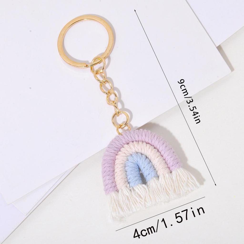 Handmade Cotton Rainbow Tassel Keychain Charm