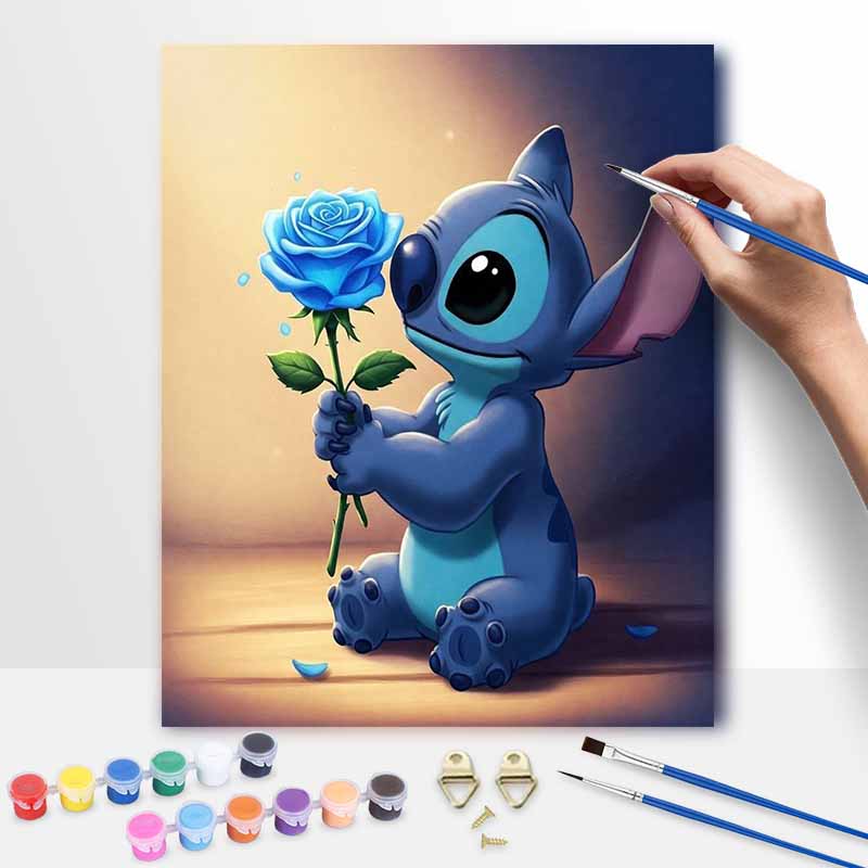 Disney Stitch blue rose oil painting art painting kit handmade diy gift home decoration painting for adults paint by numbers canvas art sets