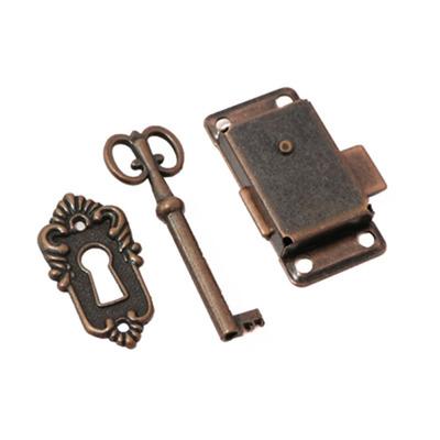 Scatola per Gioielli Bronzo Antico Serratura Cassetto Armadio Guardaroba Mobile Porta in Legno Set Serratura Classico