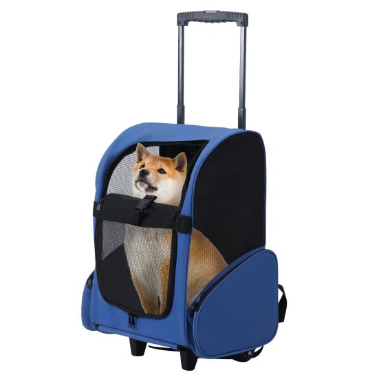 Rolling Pet Carrier, Pet Travel Backpack with Double Wheels & Telescopic Handle, Pet Carrier with Wheels, Pet Travel Carrier for Small Medium Cat Dog