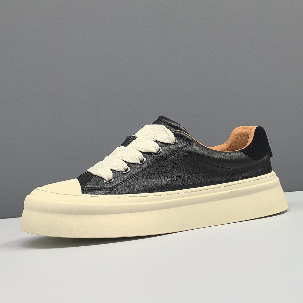 Кожаные кеды на платформе, обувь в стиле  печенье , высококачественная, легкая роскошь, нишевая, повседневная обувь 38