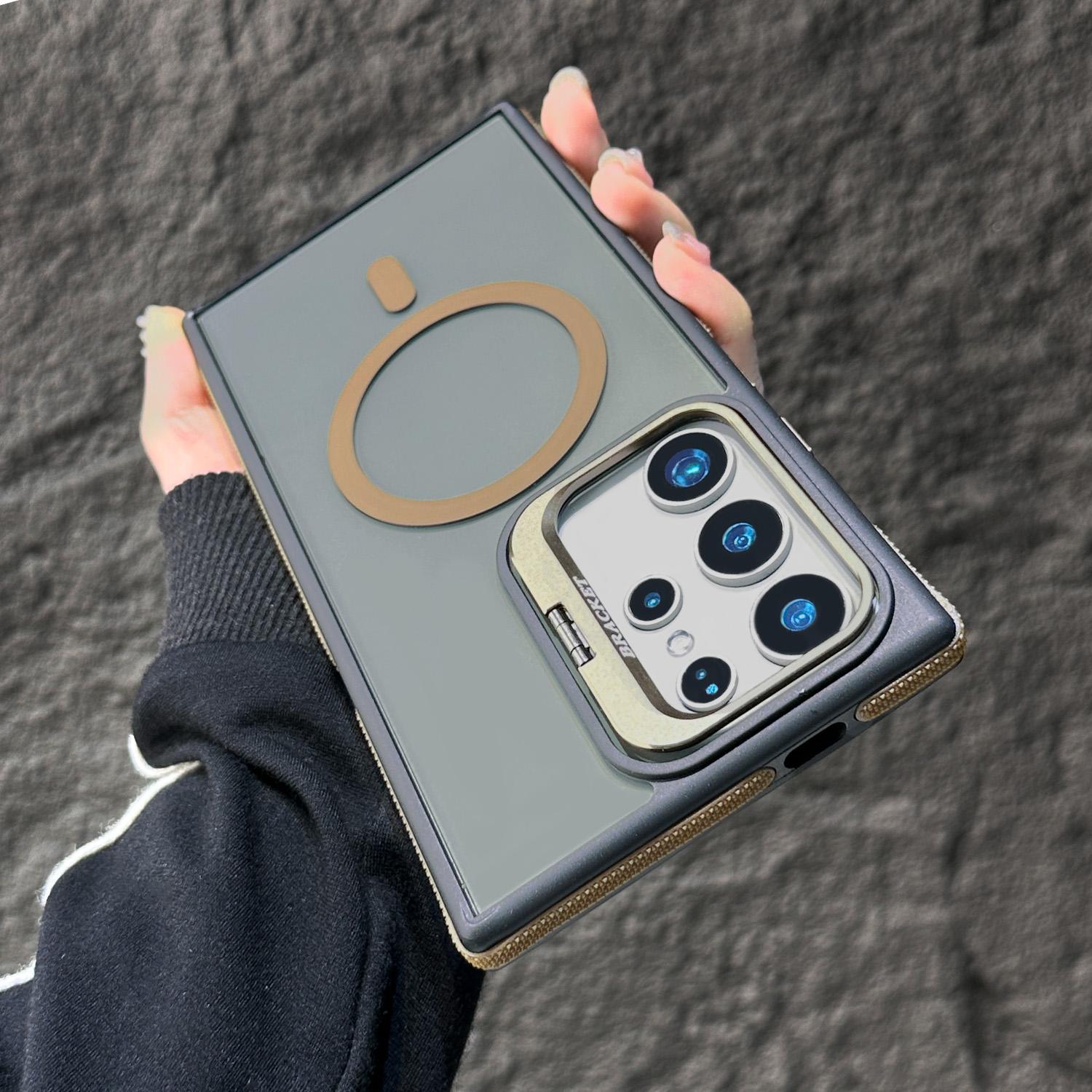 

Роскошный прозрачный магнитный противоударный чехол для телефона для Samsung Galaxy S25 Ultra S24 Plus S23 FE S22 с подставкой, цветная защита, задняя крышка Samsung S22 Ultra