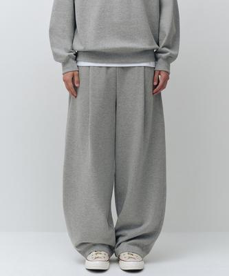 One-Tuck Wide Lounge Sweatpants [Medium Grey]
