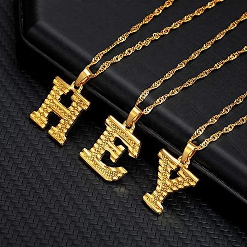26 Alphabet Gold Plated Pendant Necklace Accessories Initial Necklace For Women Dainty Gold Letter A-Z Pendant