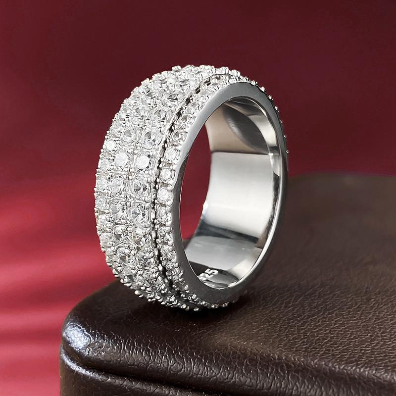 

Luoxi Temple Jewelry: 925 Sterling Silver Rotating Lucky Fortune Cubic Zirconia Rings - Luxury Atmospheric Couple s Design for Men and Women Size 5