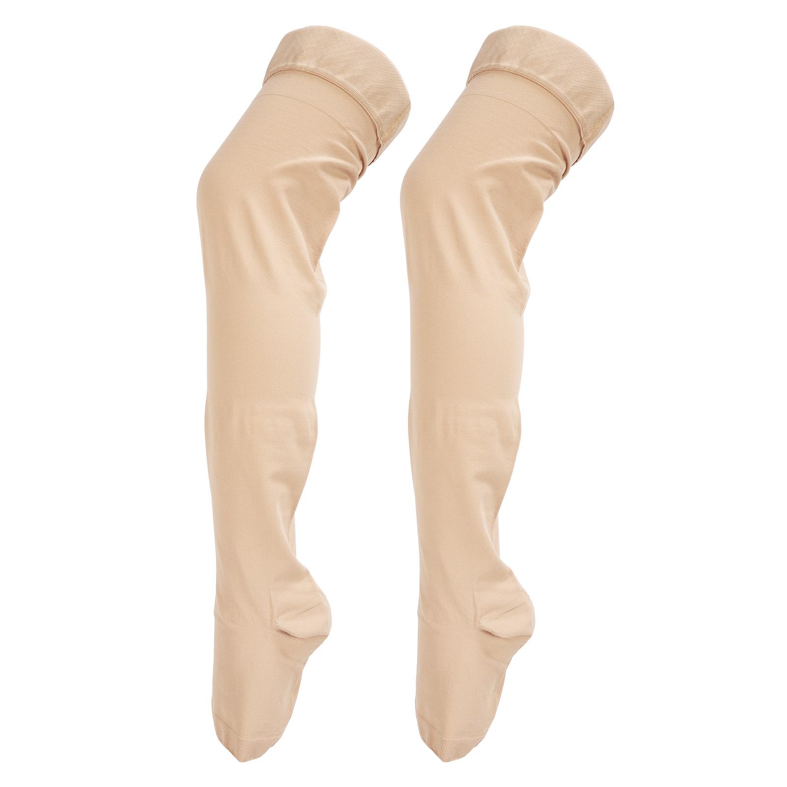 

3XL Beige Open Toe Compression Stockings Thigh High 2332mmHg Toeless Compression Socks for Varicose Veins