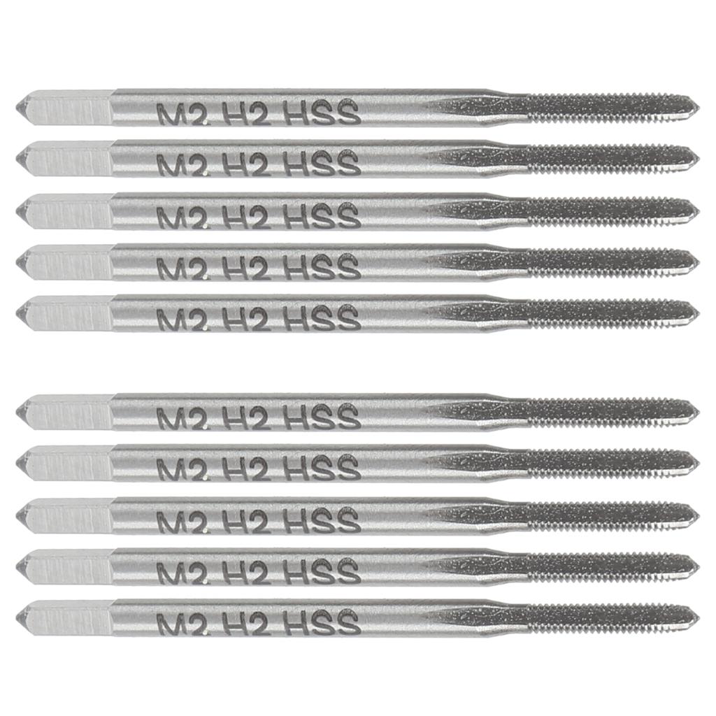 10Pcs Tap Drill Straight Flute High Speed Steel Bottom Machine Hardware Tools M2 W6542