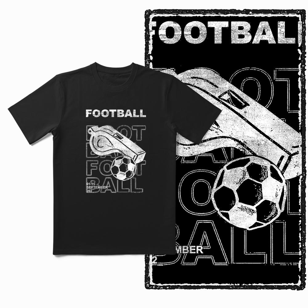 Coolmind YC Football Theme Print 100% Cotton Exclusive Graphic Men T Shirt for Men Big Size Cool BLACK Men's Novelty Tee Shirt