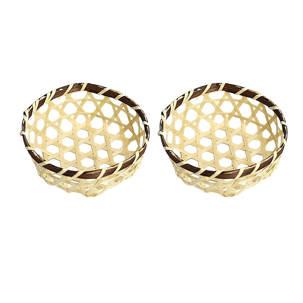 2 Stück Handgefertigte Bambus Servierkörbe für Dekorative Tischverwendung Snacks und Früchte Aufbewahrungstablett Dekokorb