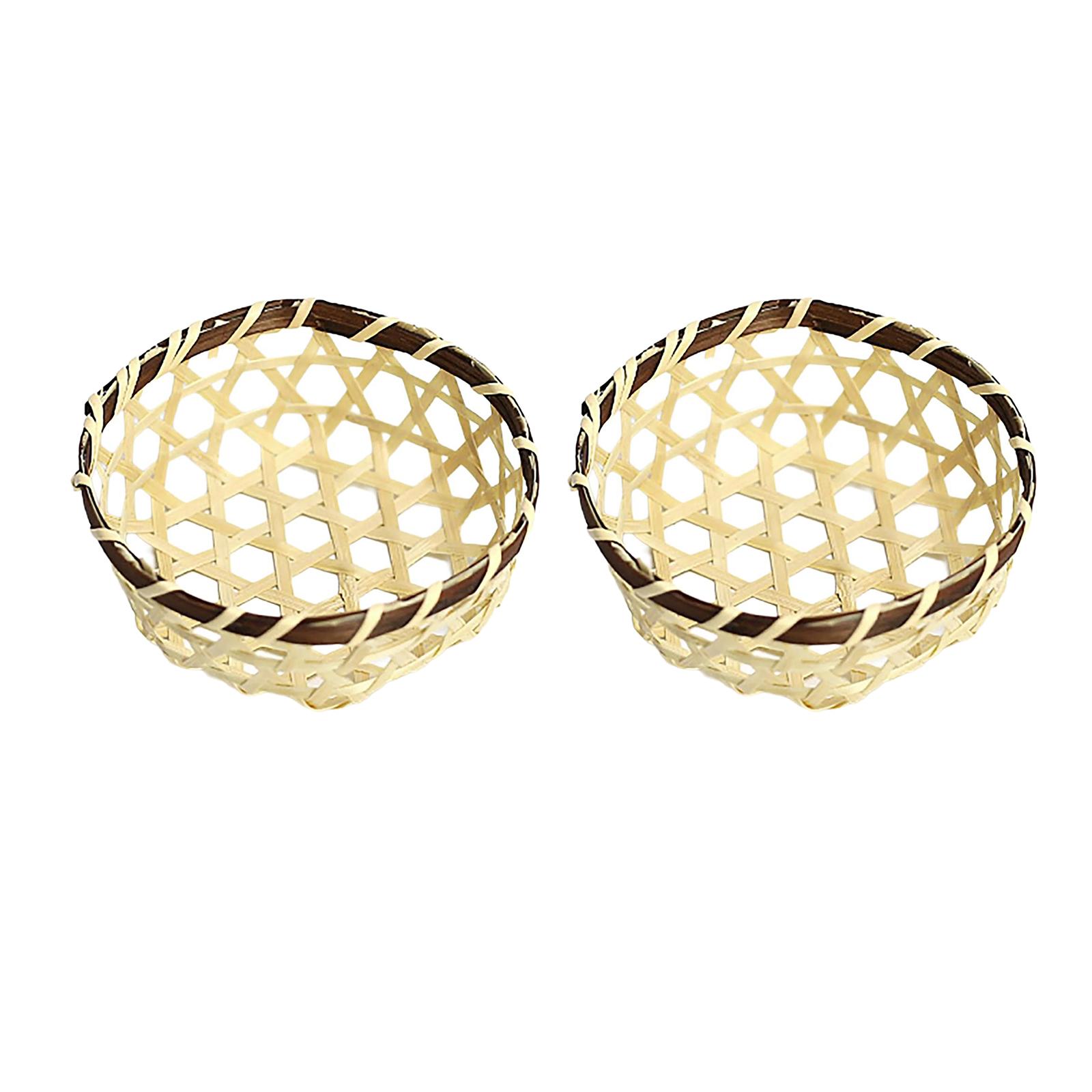 

2 шт. Бамбуковые корзины ручной работы для сервировки, для декоративного использования на столе, для хранения закусок и фруктов, декоративная корзина A