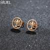 Vintage Tree of Life Stainless Steel Earrings for Women Fashion Norse Mythology Yggdrasil Jewelry World Peace Ear Studs Gift