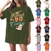 Women's Round Neck Short Sleeve T-Shirt with Music Festival Print for Casual Events