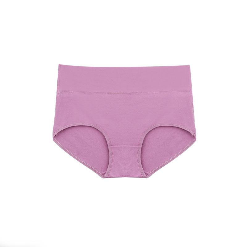 Ladies Spring and Summer Classic Pure Color Cotton Breathable Comfortable High Waist Belly Lift Hip Briefs