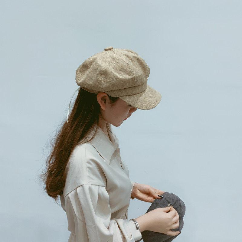 

Octagonal hat spring and summer new painter hat Internet celebrity beret retro casual versatile hat Adjustable бежевий