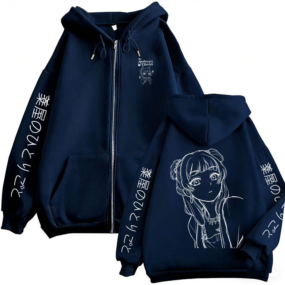 Reißverschluss Hoodie Kawaii Lustig Maomao Grafik Zip Up Jacke Herren Damen Manga Cosplay Zip Up Sweatshirt