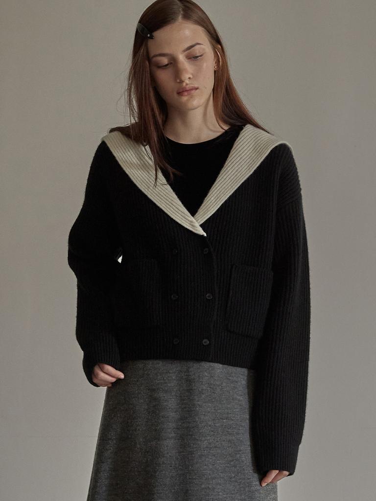 Bemuse Mansion Sailor Collar Double Cardigan - Red