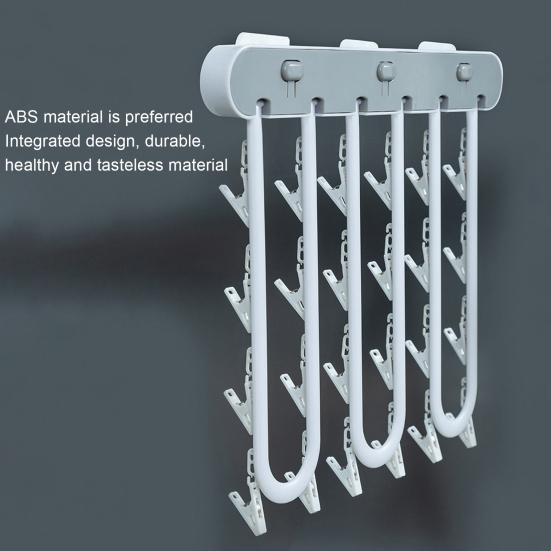 Úložný stojan Nástěnný skládací ABS silný samolepicí věšák na oblečení pro domácnost