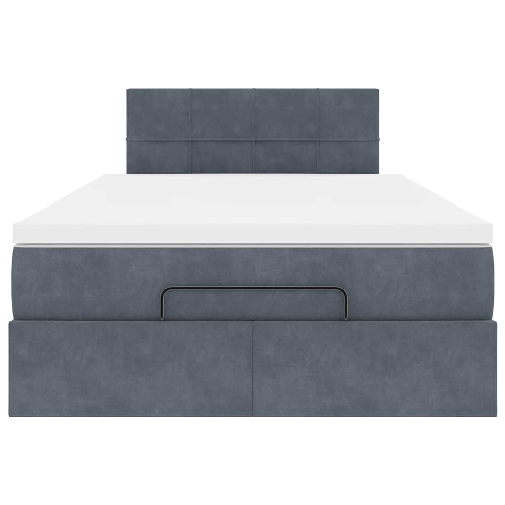 Ottoman Bed with Mattress Dark Grey 120 x 200 cm Velvet