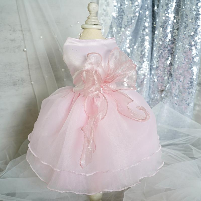 XS-XL Abito da Matrimonio per Cane Kawaii Fiocco Abbigliamento per Animali da Compagnia Festa di Ballo Vestiti da Principessa per Cani Piccoli Cucciolo Gatto Costume Forniture per Animali