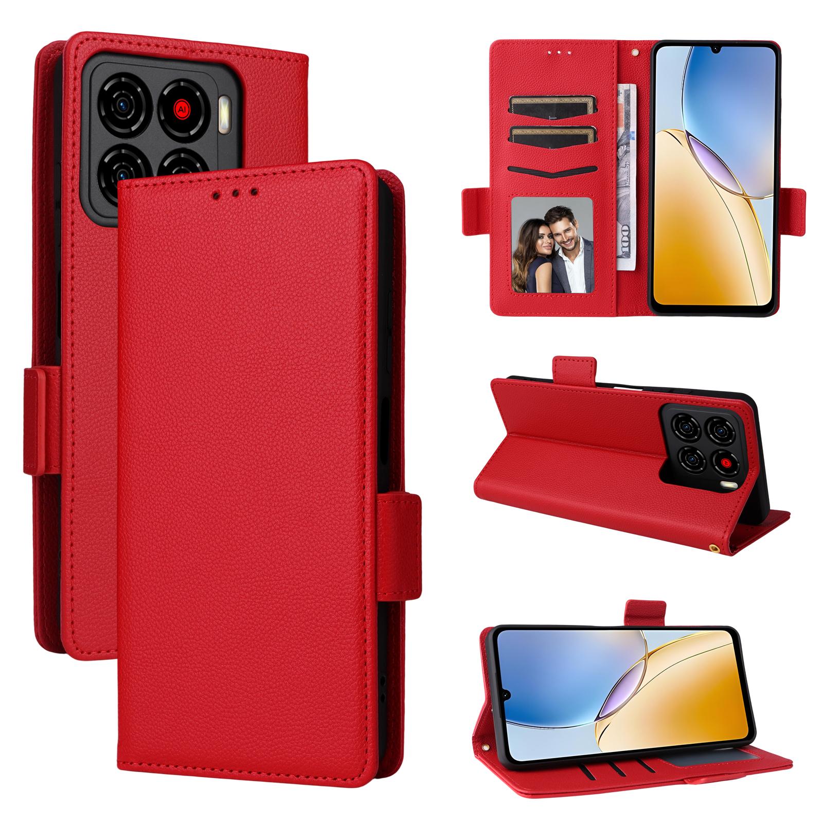 

Чохол-книжка для ZTE Blade A56 з ПУ шкіри, захист всього корпусу [Блокування RFID], Чохли для телефону, Обкладинка-гаманець for ZTE Blade A56 червоний