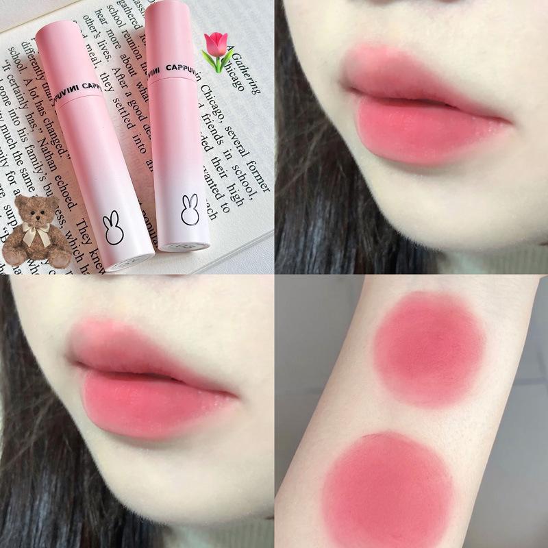 

Cappuvini Pink Macaron Velvet Matte Lip Mud - Soft, Non-Drying, Whitening Lip Gloss for Girls 3.2g