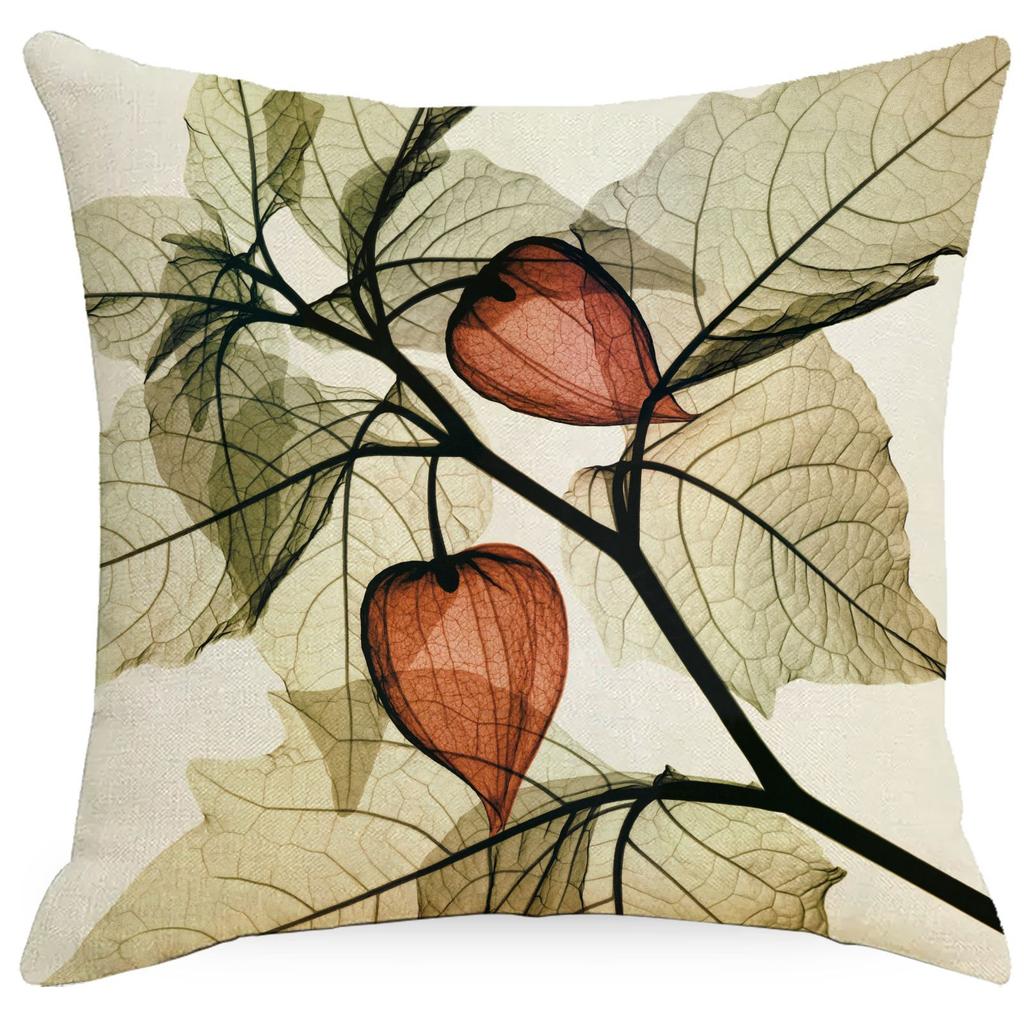 Nordic Pillow Autumn Series Leaves, Flowers and Bird Sofa Cushion Pillow Case Home Sofa High-end Decoration