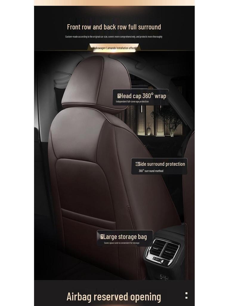 Custom Lingdu Car Seat Cover - All-Season, Wear-Resistant Leather, Full Wrap for Five-Seater.