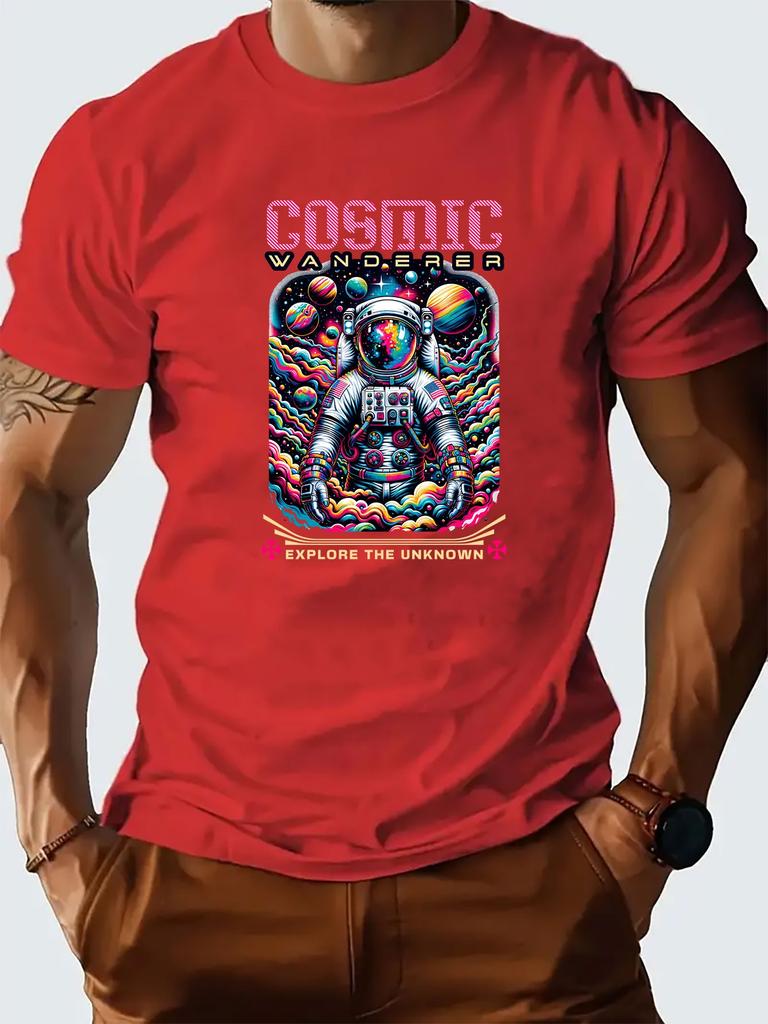 Astronauten-Grafik bedrucktes kurzärmeliges Luxus-Baumwoll-T-Shirt Sommer Unisex Männer Frauen Lässig Locker Mode Trendige Kleidung