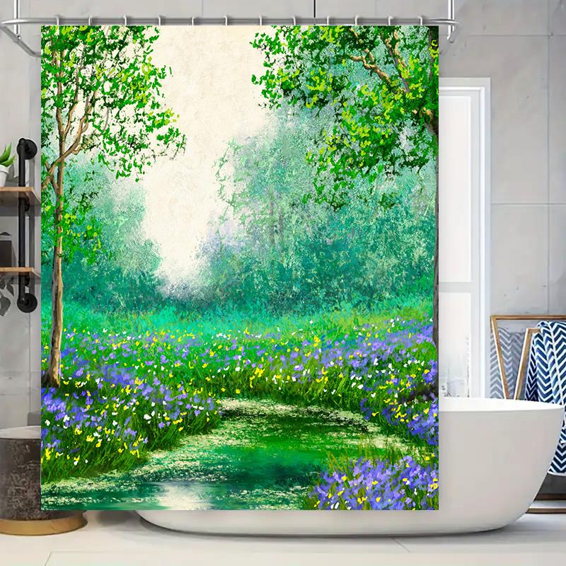 

Rainforest Escape Shower Curtain Greenery Wildflowers Bath Decor With Hanging Rings Home Decoration For Bathroom 69 X 72 Inches W60H190(CM)-1 Pcs