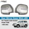 Car Decoration Door Mirror Cover With LED For Toyota Land Cruiser Prado FJ90 1998-2002 Chrome Silver Cars Accessories Styling