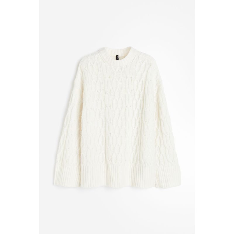 

Женский трикотаж HM Летний клетчатый модный элегантный пуловер с витым узором 1163363 Cream 155/80A(XS)