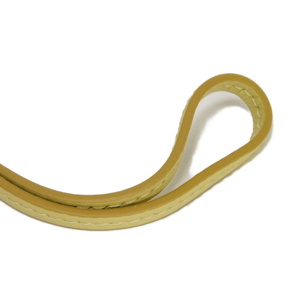 Used 12166 Trick Leather Key Ring 5TL516 2E6Y F0032 7950 Current Calfskin Pastel Yellow Charm Logo Foil Stamp Vanilla