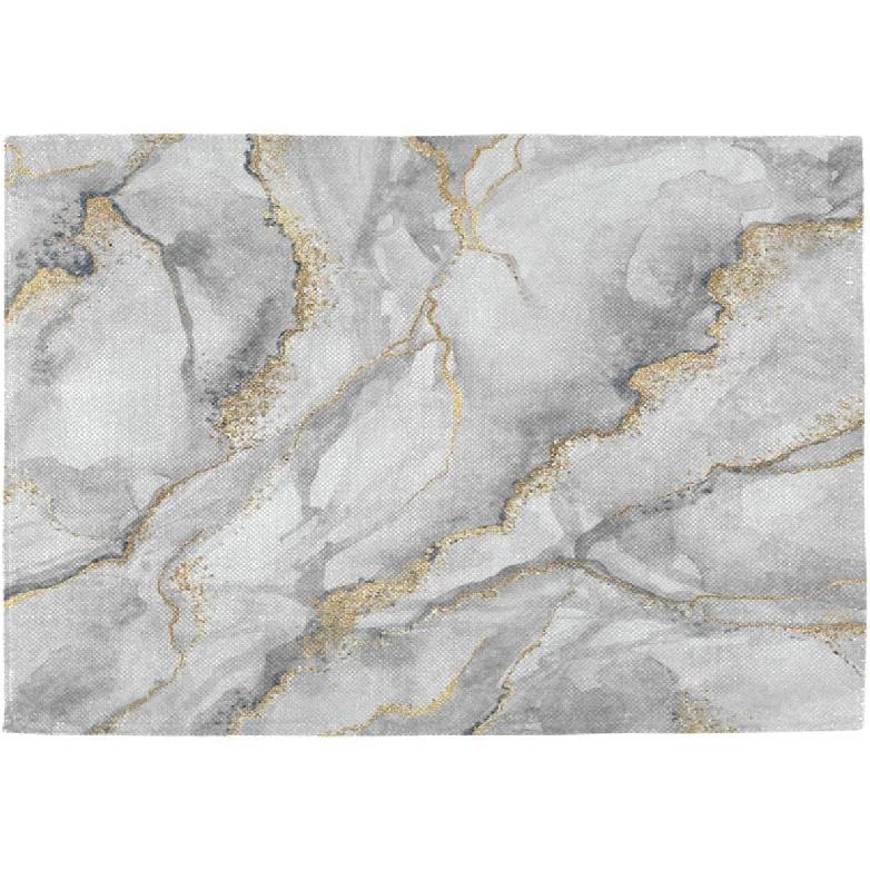 Placemats Set of 6, Abstract Texture White Marble Gold Veins Dining Table Mats Non Slip Vinyl Placemat Kitchen Heat Resistant Washable