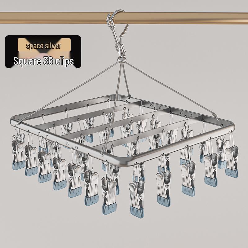 Aluminum Alloy Multi-functional Clothes Drying Rack with Clips for Balcony Storage