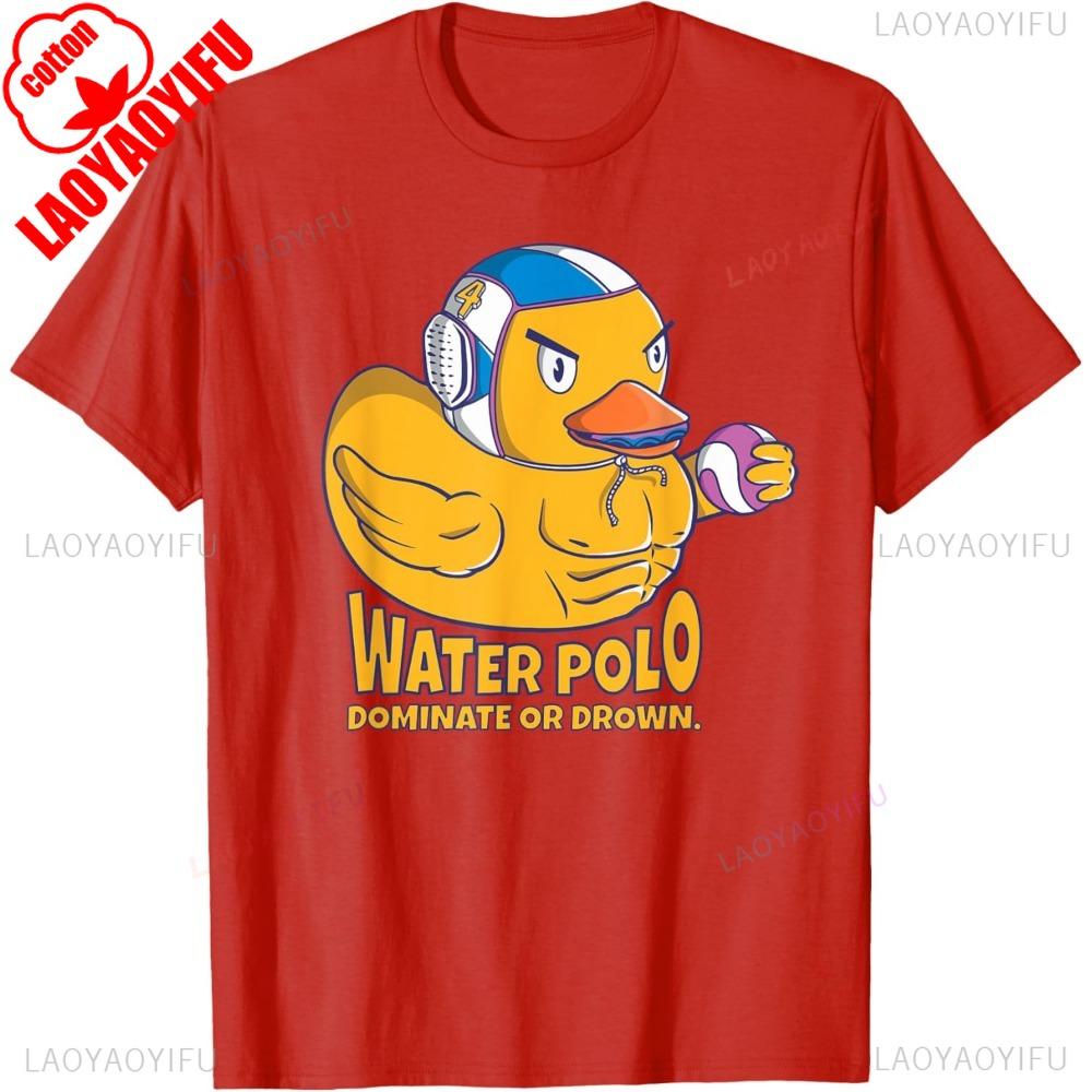 Vattenpolo Gummianka Dominera eller Drunkna på Rolig Vattenpolo T-shirt Bomull Kortärmad Vardagsmode Lös Y2K Herr T-shirt