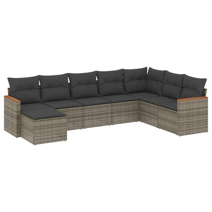 VidaXL Salon de Jardin avec Coussins 8 pcs, Canapés de Terrasse, Ensemble de Meubles de Patio, Mobilier d'Extérieur, Gris 3226249