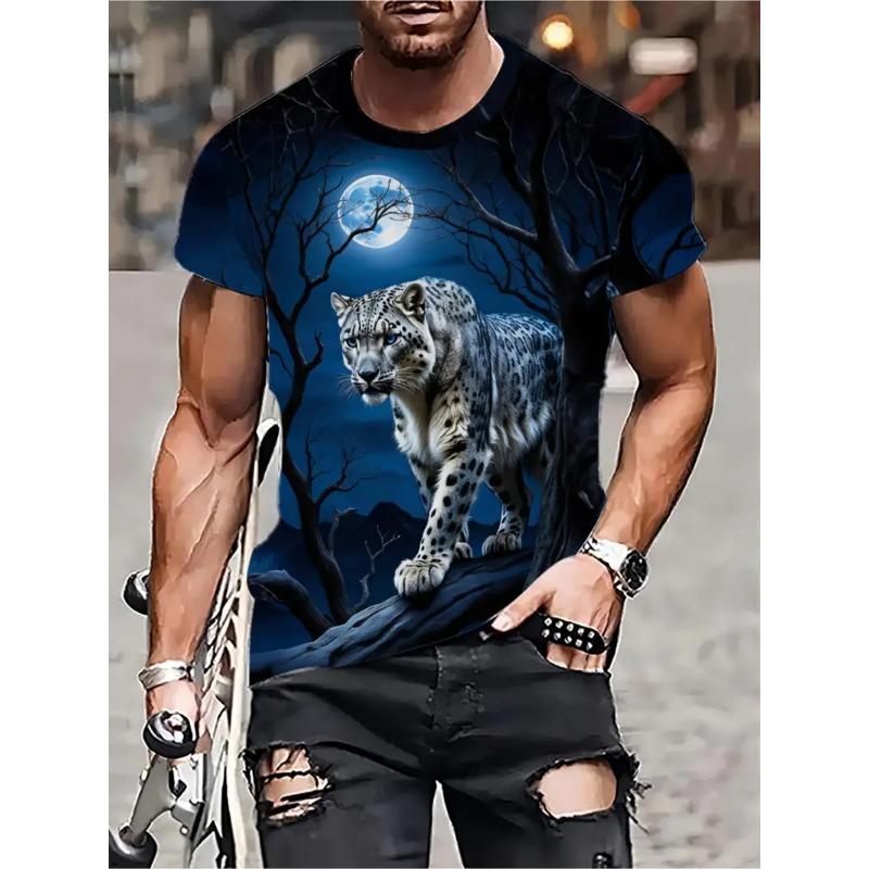 Animal 3D Printed Leopard Print Fashion Personalized Top O-neck Short Sleeved T-shirt